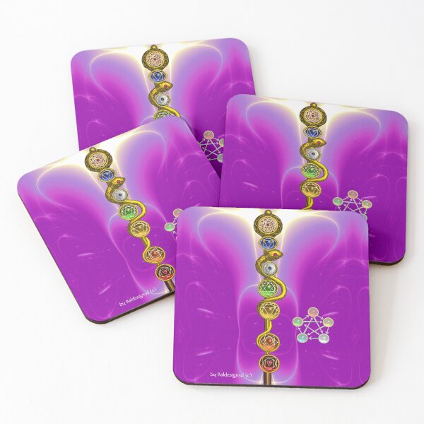 Item preview, ROD ASCLEPIUS 7 CHAKRAS, 5 ELEMENTS ,YOGA ,SPIRITUAL ENERGY Pink Fuchsia designed and sold by BulganLumini.