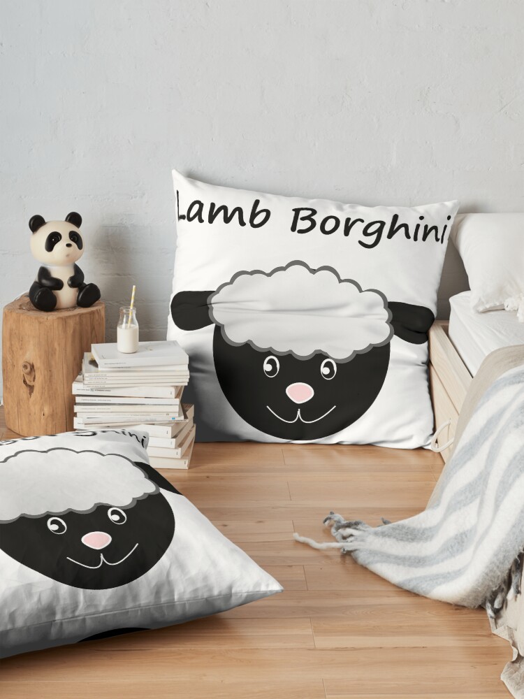 Alternate view of Lamb Borghini funny Sheep Pun Floor Pillow