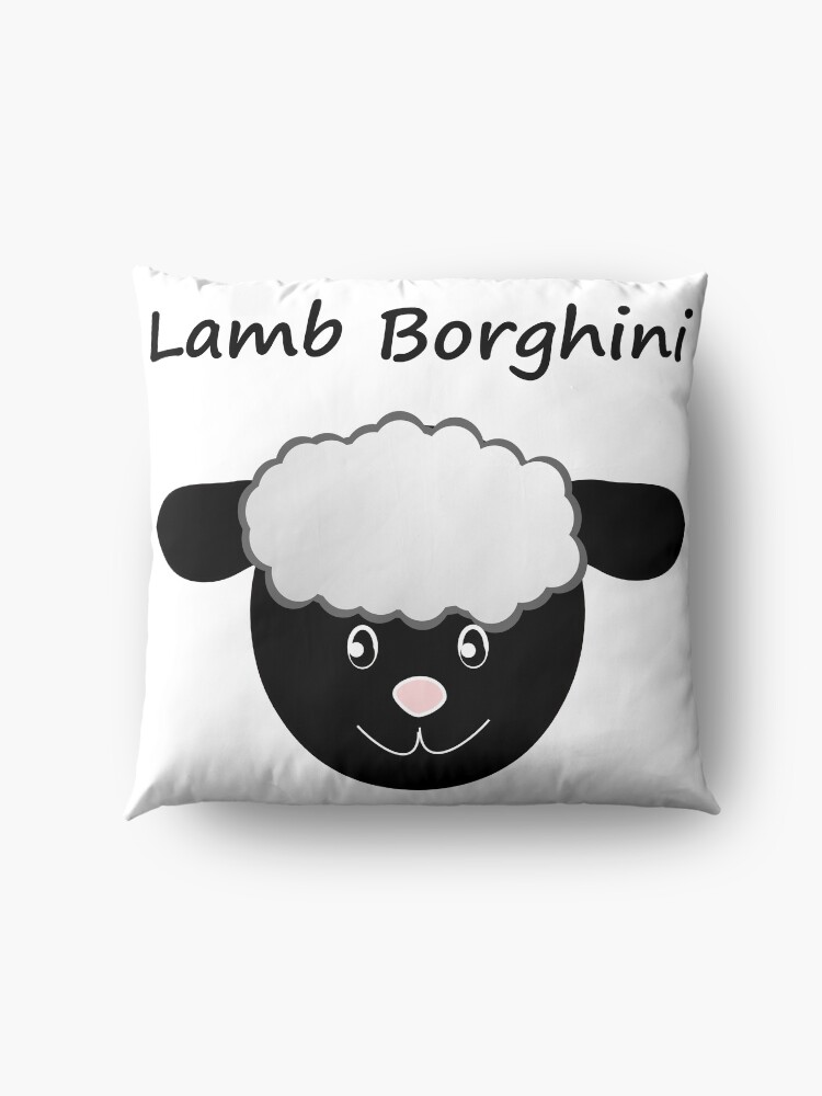 Alternate view of Lamb Borghini funny Sheep Pun Floor Pillow