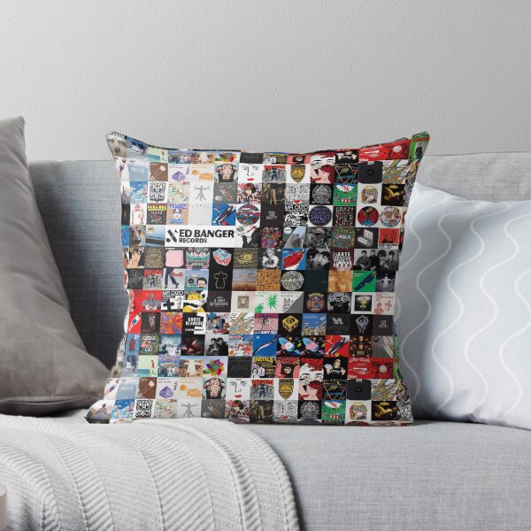 Records album collage Ed Banger Throw Pillow