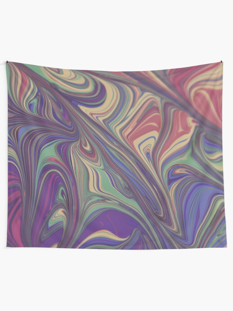 Alternate view of Psychedelic Liquid Pour Colorful Print Tapestry