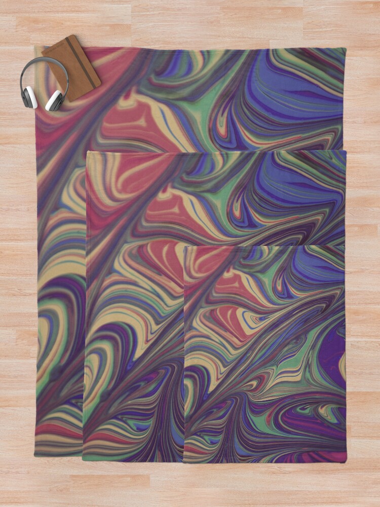 Alternate view of Psychedelic Liquid Pour Colorful Print Throw Blanket