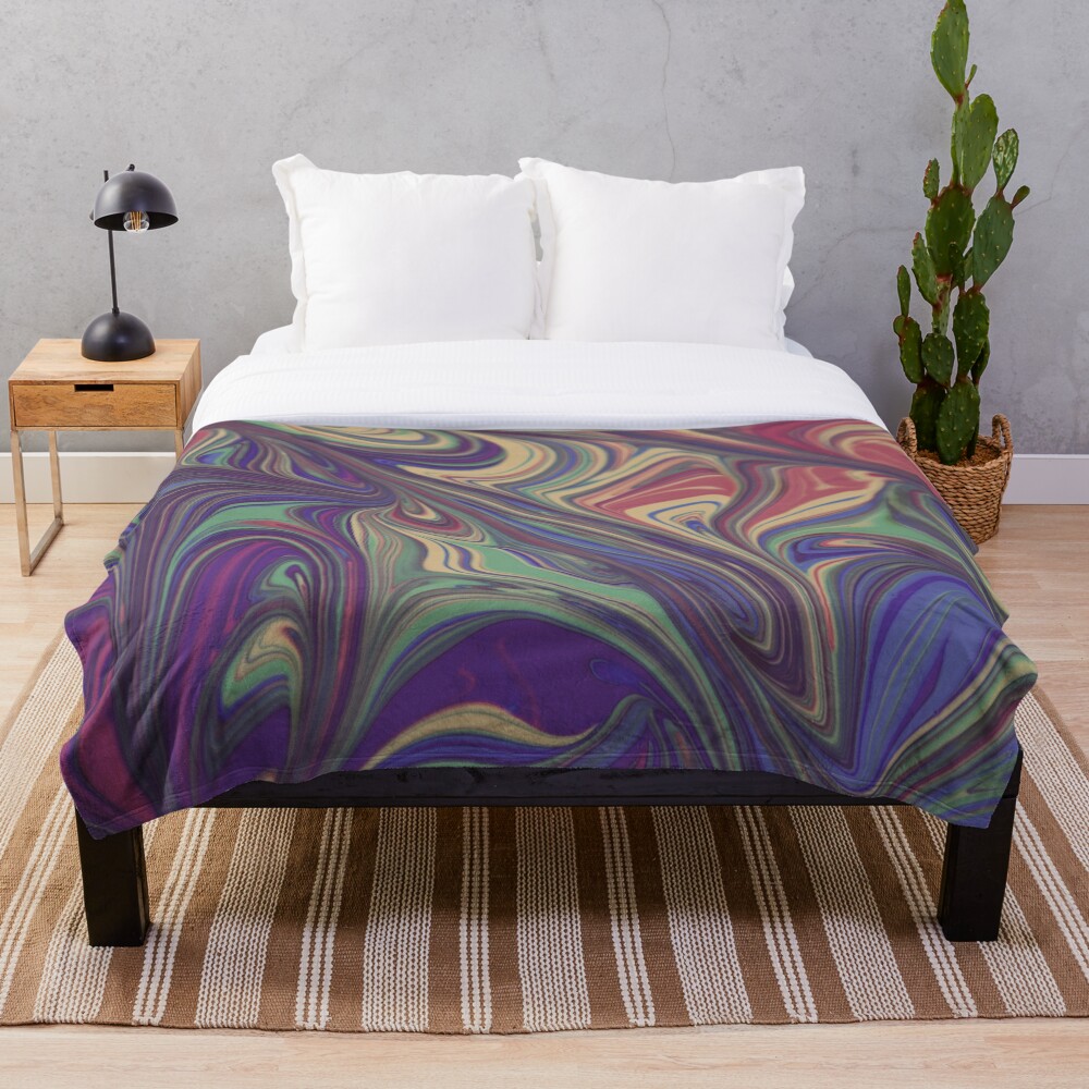 Psychedelic Liquid Pour Colorful Print Throw Blanket