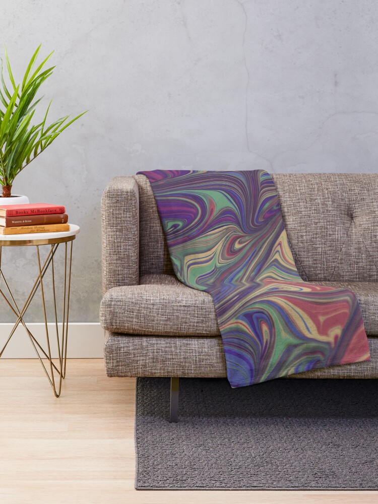 Alternate view of Psychedelic Liquid Pour Colorful Print Throw Blanket