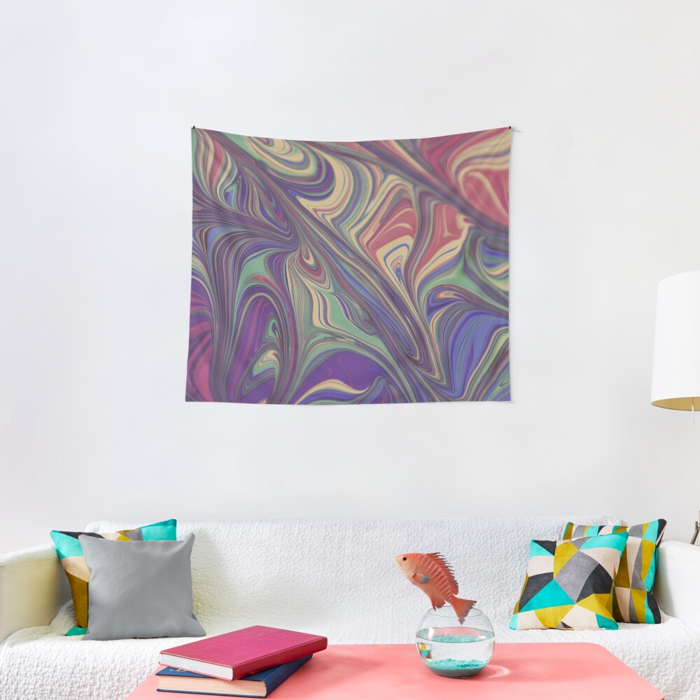 Psychedelic Liquid Pour Colorful Print Tapestry