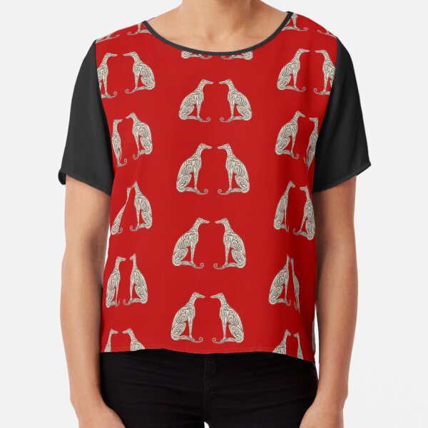 Double Greyhounds - Bold Red Chiffon Top