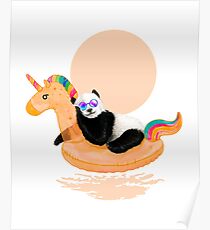 Chillin, Unicorn Panda Poster