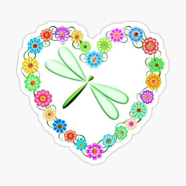 Item preview, Dragonfly Inside Heart of Flowers designed and sold by CoolDoodles.