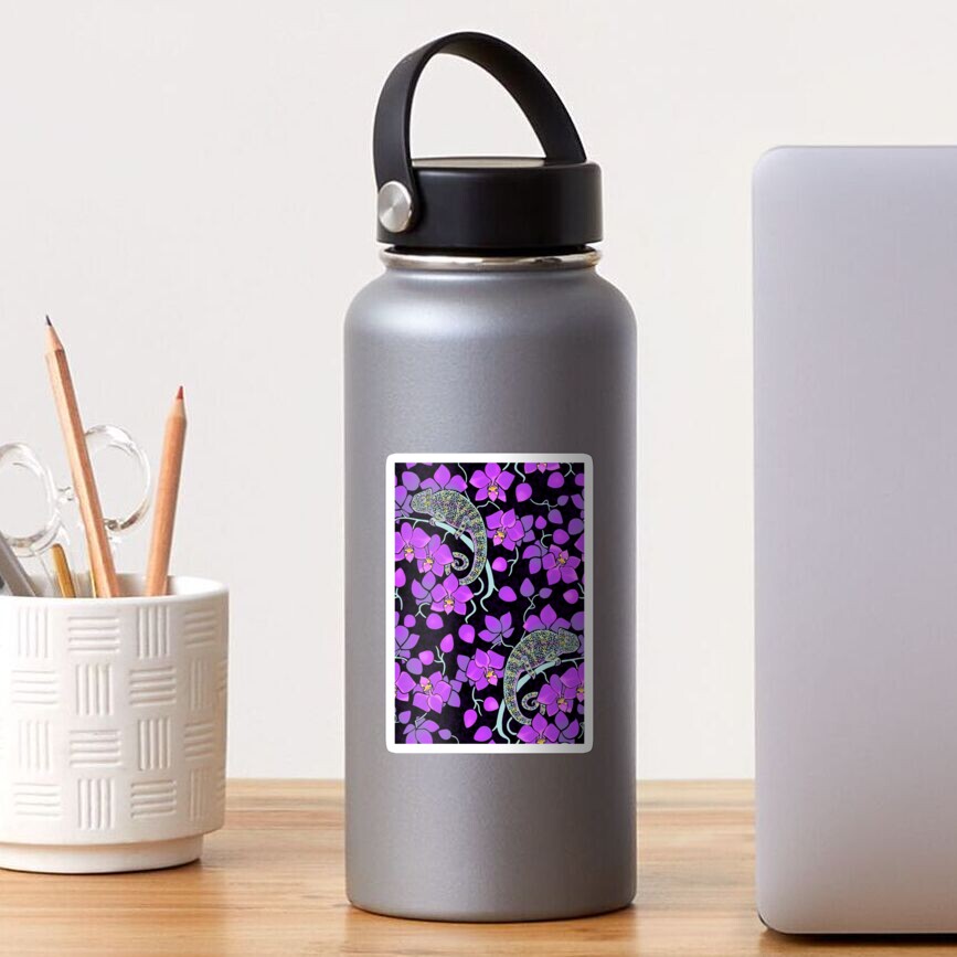 Chameleons and orchids - gothic Sticker
