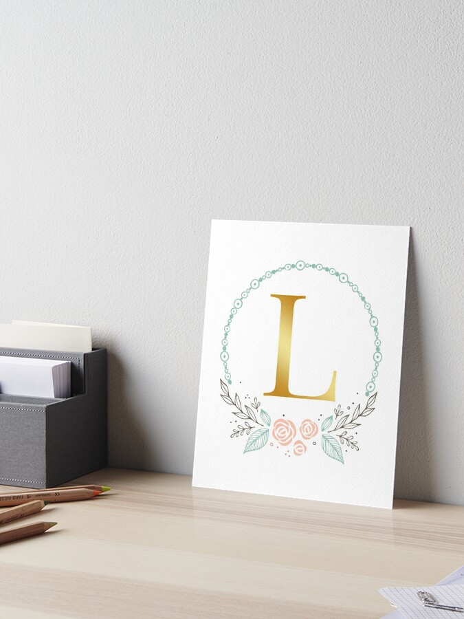 Initial, Monogram, L, Letter L, Flower Art Canvas Print for Sale