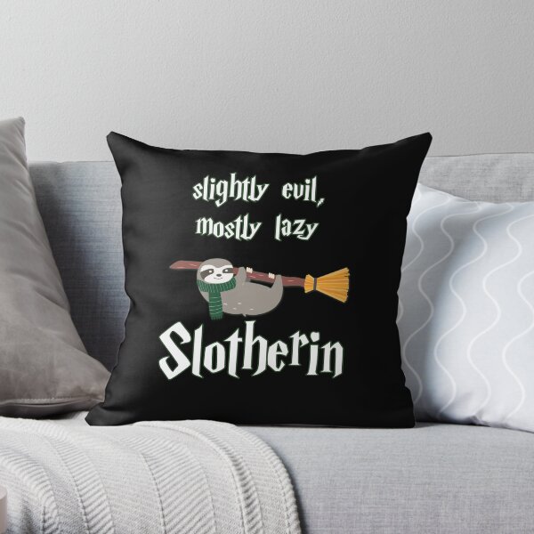 Slotherin- Slightly Evil, Mostly Lazy Throw Pillow