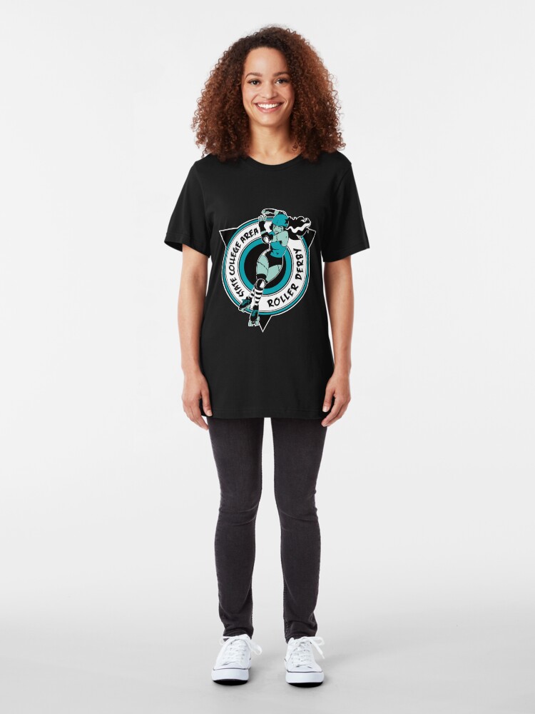 Alternate view of State College Area Roller Derby Logo Slim Fit T-Shirt