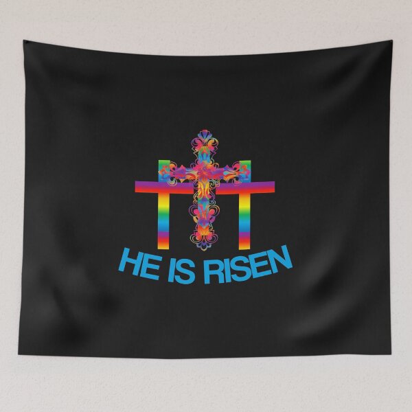 Item preview, Christian Easter Design Colorful Rainbow Cross-He Is Risen designed and sold by Sapphire Star.