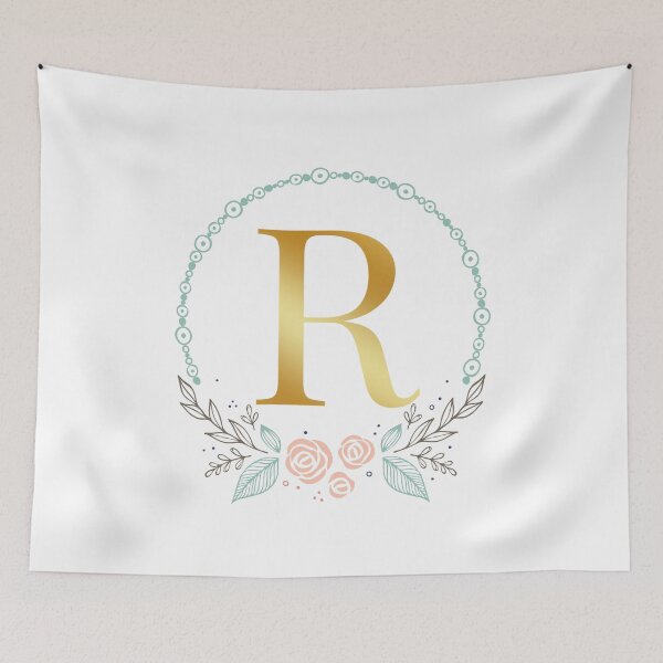 Item preview, Letter R monogram gold flowers designed and sold by Franja2.