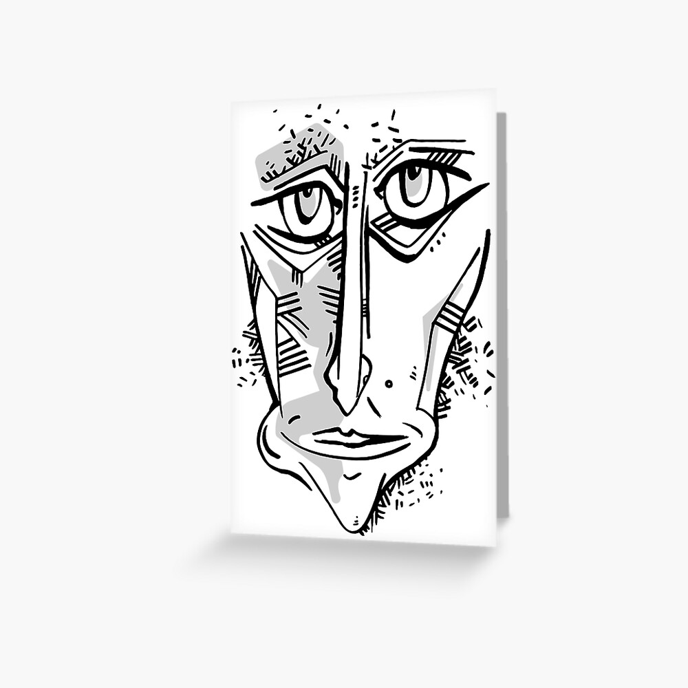 Man Face Ink Drawing Sketch Art Print By Rafo Redbubble