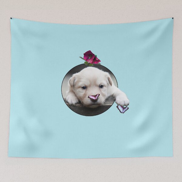 Item preview, Puppy playing with Butterflies and a Flower. designed and sold by MindTravel.