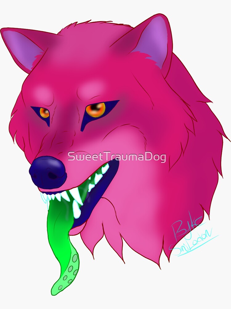 "Pink wolf" Sticker for Sale by PsykeSmilodon Redbubble