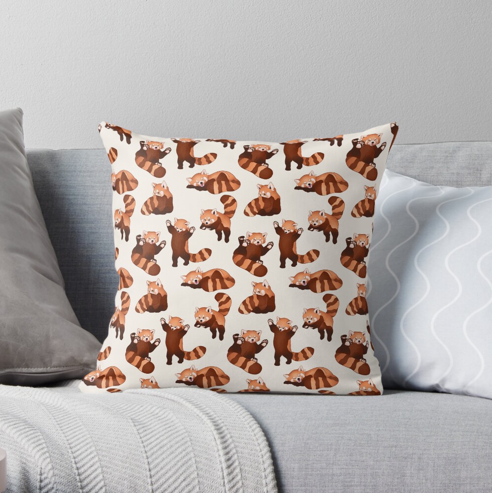 Red Panda Pattern Throw Pillow