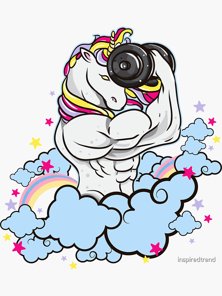 Unicorn Weightlifting Fitness Gym Rainbow Gift Sticker For Sale By Inspiredtrend Redbubble