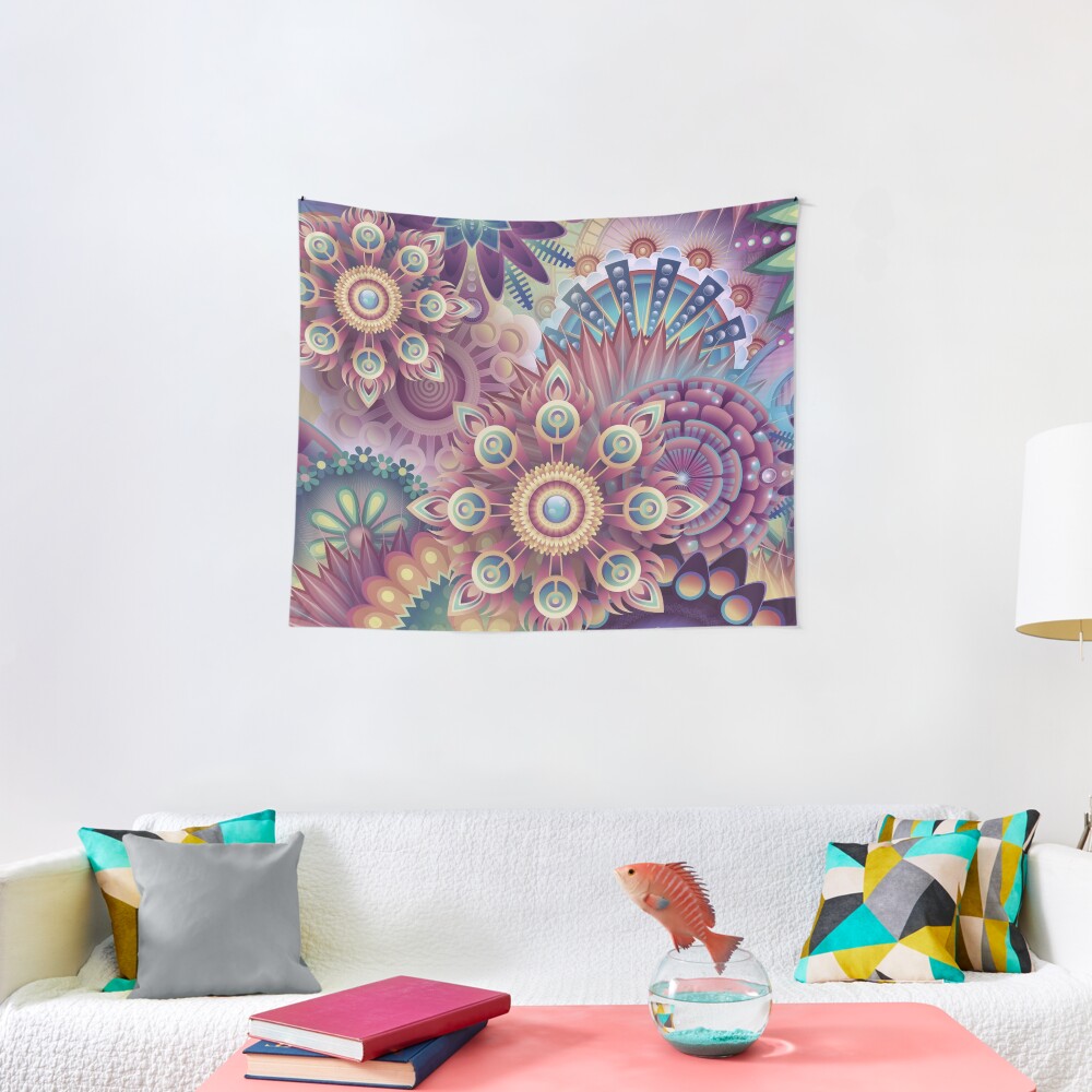Psychedelic Kaleidoscope Abstract Wilderness Print Tapestry