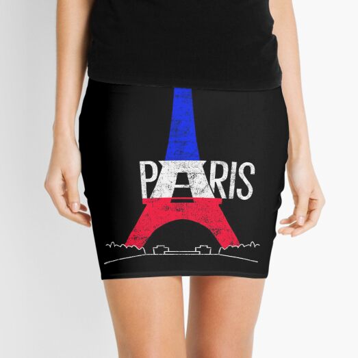 Paris Eiffel Tower France National Flag Souvenir Mini Skirt