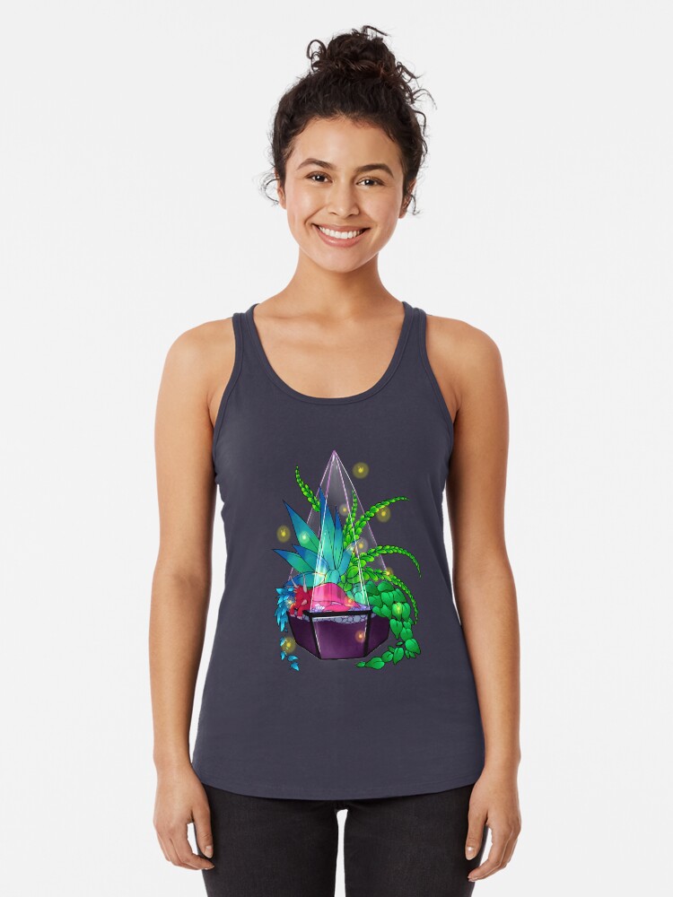 Thumbnail 1 of 3, Racerback Tank Top, "Surround Yourself With What's Good in Life" Terrarium Dragon designed and sold by thelatestkate.