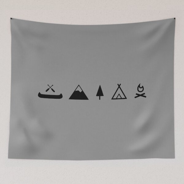 Item preview, Camping canoe, campfire with mountain + nature designed and sold by TShirtsByMs.