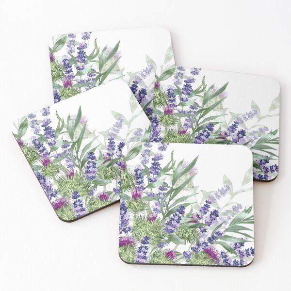 Thistles & Lavender Coasters (Set of 4)