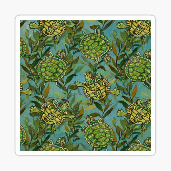 Slider Turtle Pattern Numero Uno by Robert Phelps Sticker