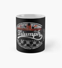 Vintage Triumph Motorrad riss Ölfleckiges Emailschild von MotorManiac Tasse (Standard)