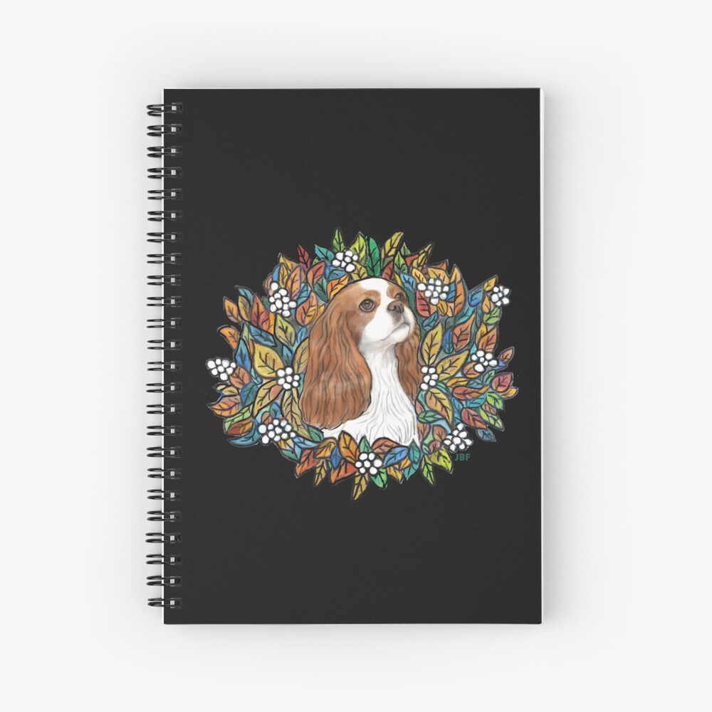Blenheim Cavalier King Charles in Garden Wreath Spiral Notebook