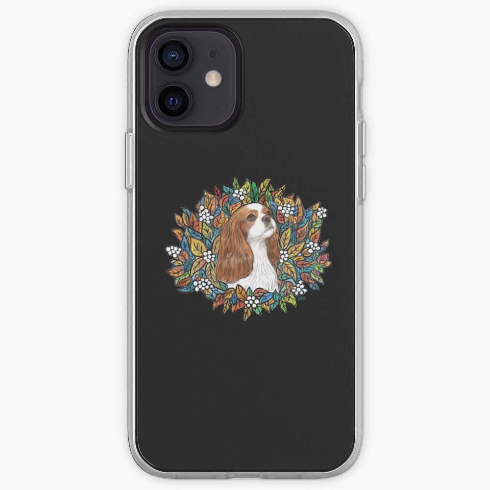 Blenheim Cavalier King Charles in Garden Wreath iPhone Case & Cover