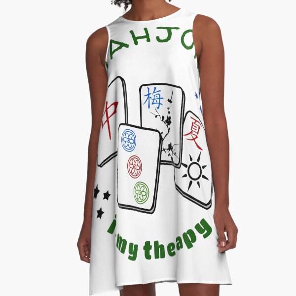 Mahjong Mah jongg game is my therapy set, gifts, tiles, table shirts, cards, bag A-Line Dress