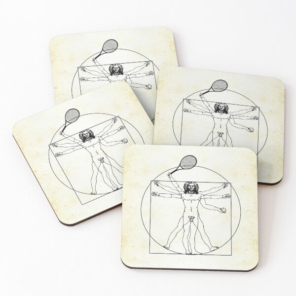 Item preview, Vitruvian Tennis Player - unique design (black drawing) designed and sold by FK-UK.