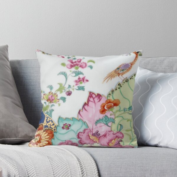 Item preview, Vintage chinoiserie porcelain Asian crane and flowers antique floral china pattern print designed and sold by iGalaxy.