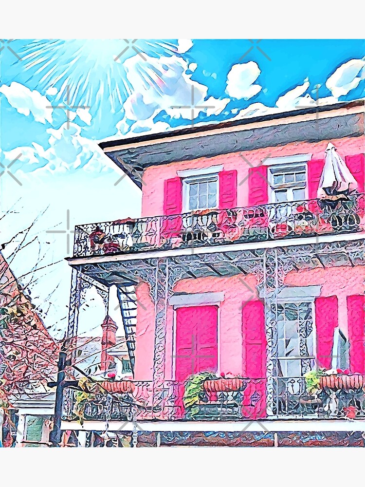 Watercolor Pink New Orleans French Quarter Nola Home