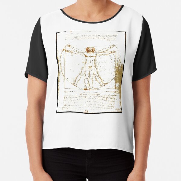 Vitruvian man, Naked man waving his arms and legs #NakedMan #LeonardodaVinci #VitruvianMan #Vitruvian Chiffon Top