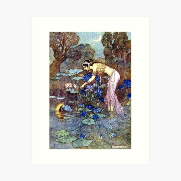 Item preview, Sita Finds Rama Among the Lotus Blossoms - Warwick Goble designed and sold by forgottenbeauty.