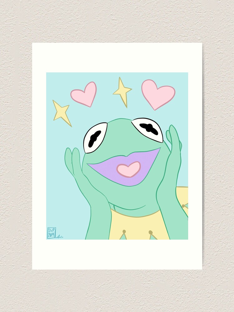 Kawaii Kermit The Frog Art Print By Skyanide Redbubble