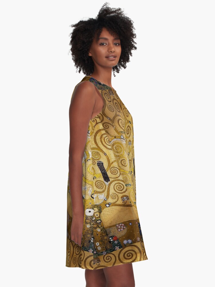 Alternate view of Gustav Klimt Owl in a Tree A-Line Dress
