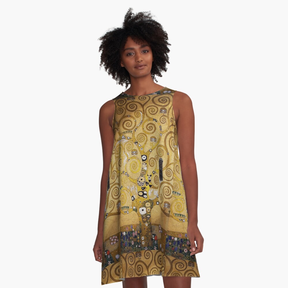 Gustav Klimt Owl in a Tree A-Line Dress