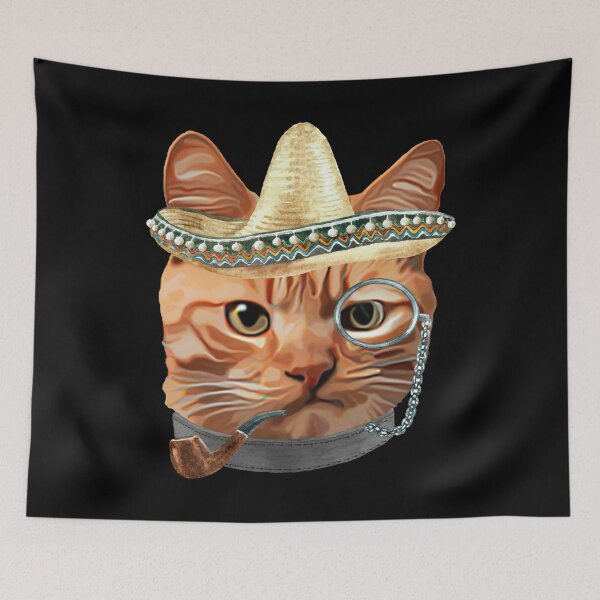 Item preview, Cat Kitty Kitten In Clothes Pipe Monacle Sombrero designed and sold by Vroomie.