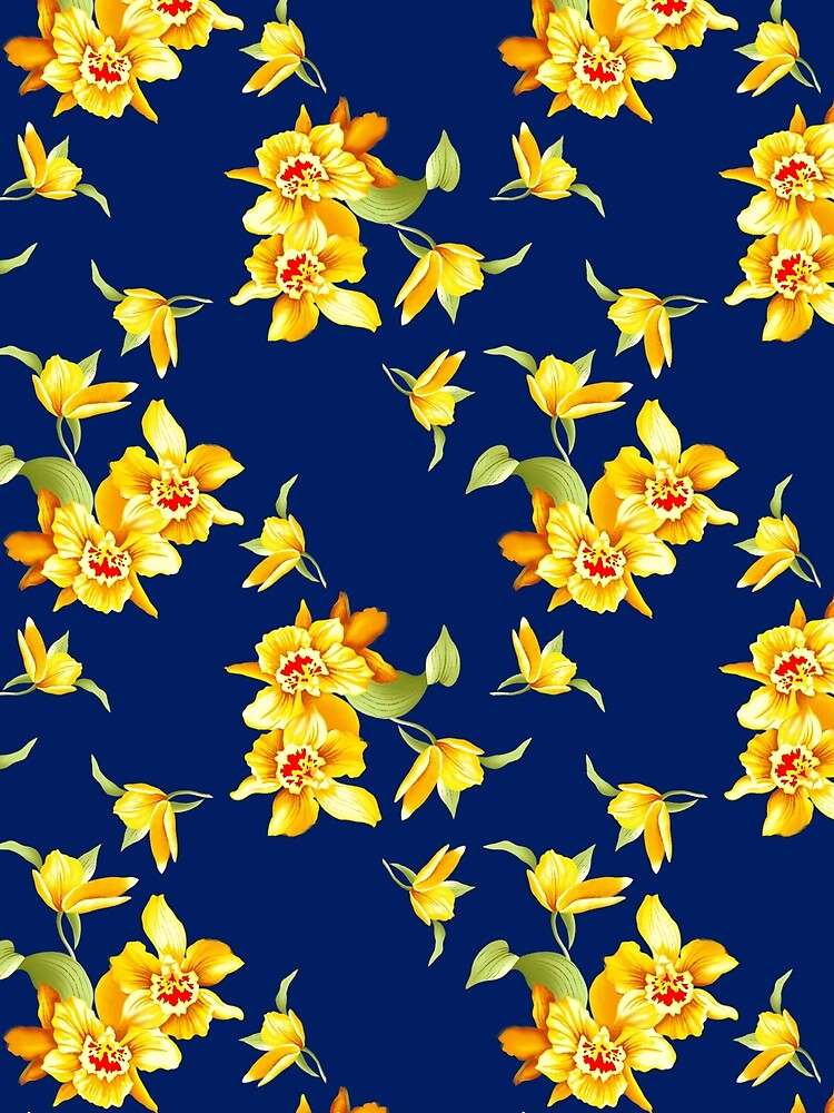 Yellow Daffodils on Blue by GraphicAllusion