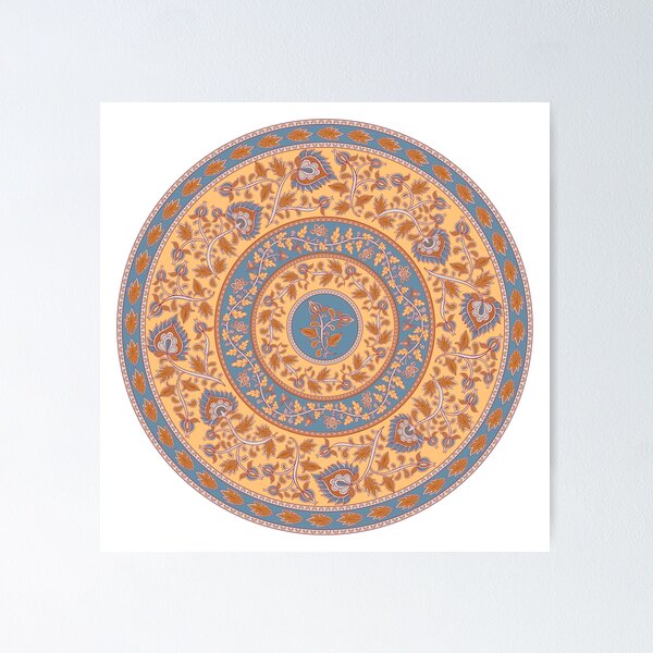 Item preview, Round decorative floral ornament. Indian style. Kalamkari. designed and sold by Skaska.