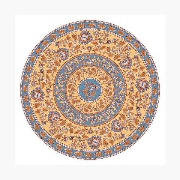 Item preview, Round decorative floral ornament. Indian style. Kalamkari. designed and sold by Skaska.
