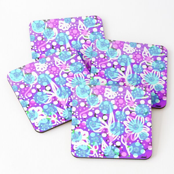 Item preview, Tropicana. Un diseño veraniego brillante, floral en rosa, púrpura, azul y blanco. designed and sold by innerspectrum.