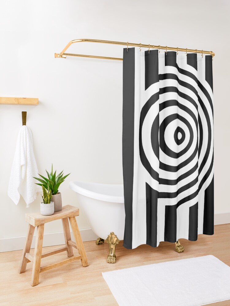 "Black And White Op Art Graphic" Shower Curtain for Sale by artsandsoul