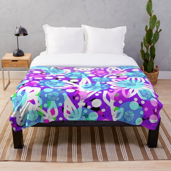 Item preview, Tropicana. A bright, floral summery design in pink, purple, blue and white.  designed and sold by innerspectrum.