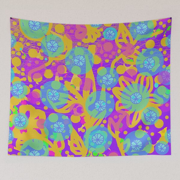 Item preview, Tropicana 2. A bright, floral summery design in hot pink, purple, yellow and blue.  designed and sold by innerspectrum.