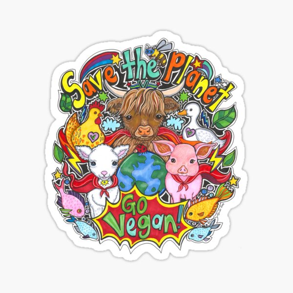 Save the Planet - Go Vegan! Sticker